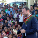 Crown Prince Haakon speaks at the opening of a new mother and child health care centre in Kamdi village (Photo: Kristian Andersen, UNDP)